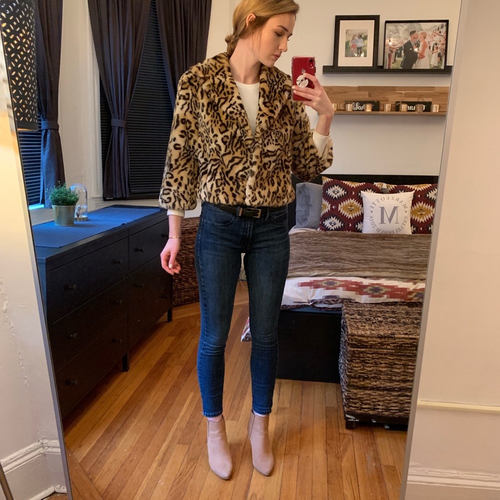Faux Fur Leopard Print Jacket